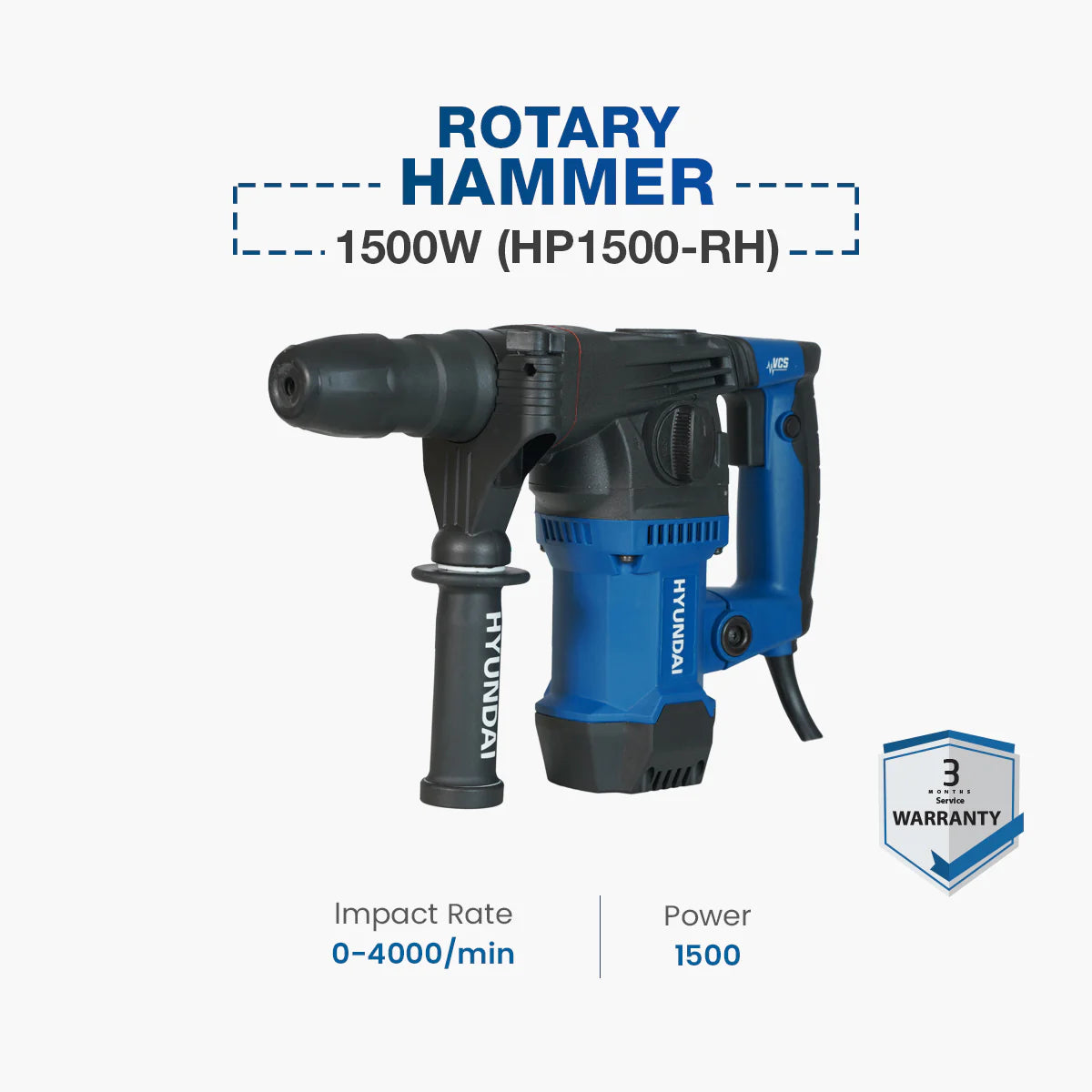 HYUNDAI 1500W Heavy Duty SDS-Plus Rotary Hammer HP1500-RH Hyundai